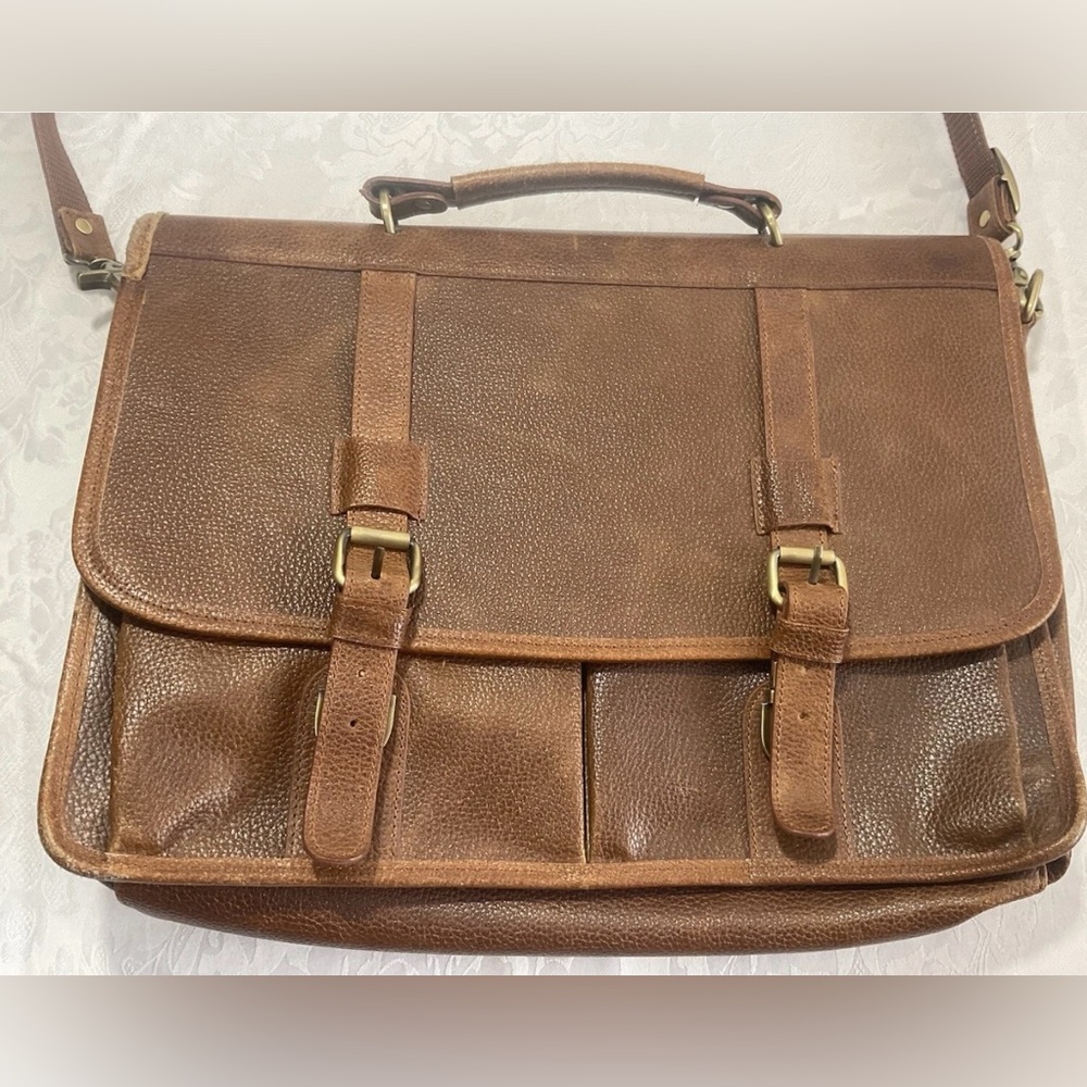 Ameri Leather Briefcase Satchel Messenger Laptop … - image 1